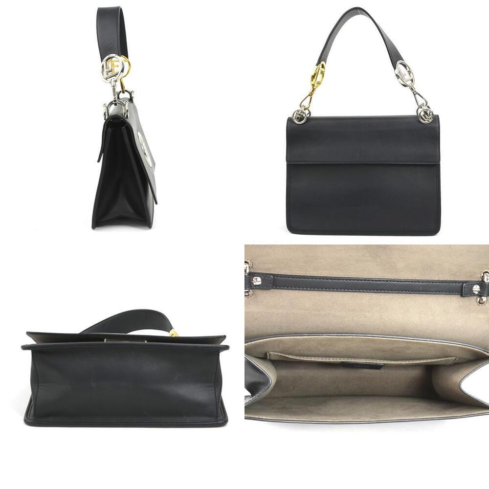 Fendi Canayef Black Handbag Leather Shoulder Bag